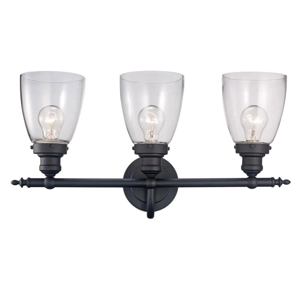 Jennifer 3-Light Oil Rubbed Bronze Bathroom Vanity Light Fixture with Clear Glass Shades by Bel Air Lighting 6 Jennifer 3-Light Oil Rubbed Bronze Bathroom Vanity Light Fixture with Clear Glass Shades by Bel Air Lighting - Image 4