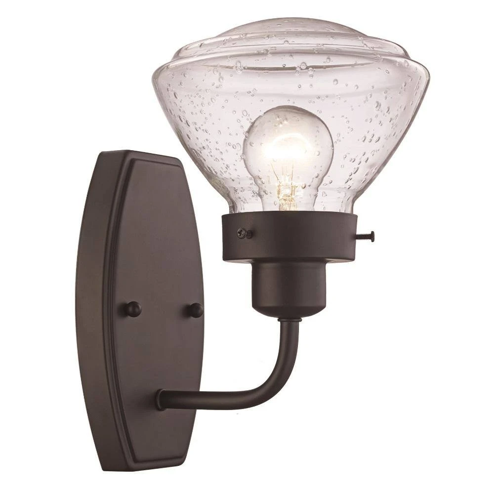 Colorado 6.5 in. 1-Light Oil Rubbed Bronze Wall Sconce Light Fixture with Seeded Glass Schoolhouse Shade by Bel Air Lighting 6 Colorado 6.5 in. 1-Light Oil Rubbed Bronze Wall Sconce Light Fixture with Seeded Glass Schoolhouse Shade by Bel Air Lighting - Image 4
