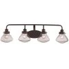 33.75 in. 4-Light Oil Rubbed Bronze Bathroom Vanity Light Fixture with Seeded Glass Schoolhouse Shades by Bel Air Lighting -GlowNest Shop rubbed oil bronze bel air lighting vanity lighting 71624 rob 64 1000
