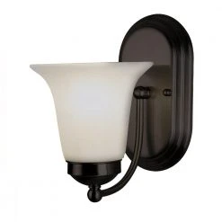 Cabernet Collection 1-Light Oil Rubbed Bronze Wall Sconce Light Fixture with White Marbleized Shade by Bel Air Lighting