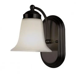 Cabernet Collection 1-Light Oil Rubbed Bronze Wall Sconce Light Fixture with White Marbleized Shade by Bel Air Lighting -GlowNest Shop rubbed oil bronze bel air lighting wall sconces 3501 rob c3 1000