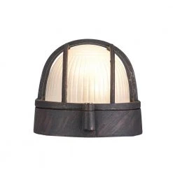 Aria 8.25 in. 1-Light Rust Oval Bulkhead Outdoor Wall Light with Ribbed Glass by Bel Air Lighting -GlowNest Shop rust bel air lighting bulkhead lights 41005 rt 1d 1000