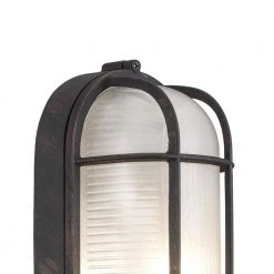Aria 8.25 in. 1-Light Rust Oval Bulkhead Outdoor Wall Light with Ribbed Glass by Bel Air Lighting -GlowNest Shop rust bel air lighting bulkhead lights 41005 rt 1f 1000