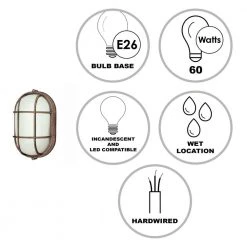 Aria 8.25 in. 1-Light Rust Oval Bulkhead Outdoor Wall Light with Ribbed Glass by Bel Air Lighting -GlowNest Shop rust bel air lighting bulkhead lights 41005 rt 40 1000