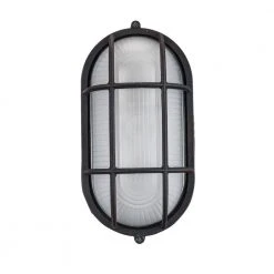 Aria 8.25 in. 1-Light Rust Oval Bulkhead Outdoor Wall Light with Ribbed Glass by Bel Air Lighting -GlowNest Shop rust bel air lighting bulkhead lights 41005 rt 4f 1000