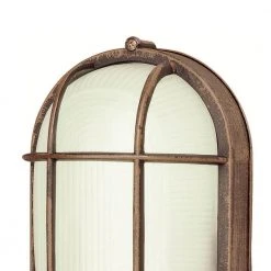 Aria 11 in. 1-Light Rust Oval Bulkhead Outdoor Wall Light with Ribbed Glass by Bel Air Lighting -GlowNest Shop rust bel air lighting bulkhead lights 41015 rt c3 1000