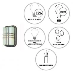 Walker 10 in. 1-Light Rust Rectangular Bulkhead Outdoor Wall Light with Ribbed Acrylic Shade by Bel Air Lighting -GlowNest Shop rust bel air lighting bulkhead lights 41104 rt 40 1000