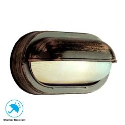 Mesa II 1-Light Rust Oval Bulkhead Outdoor Wall Light with Ribbed Glass by Bel Air Lighting -GlowNest Shop rust bel air lighting bulkhead lights 4125 rt 40 1000