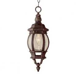Parsons 1-Light Rust Hanging Outdoor Pendant Light with Clear Glass by Bel Air Lighting
