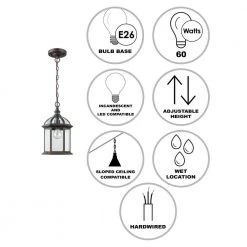 Wentworth 1-Light Rust Hanging Outdoor Pendant Light with Clear Glass by Bel Air Lighting -GlowNest Shop rust bel air lighting outdoor pendant lights 4183 rt 40 1000