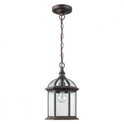 Wentworth 1-Light Rust Hanging Outdoor Pendant Light with Clear Glass by Bel Air Lighting