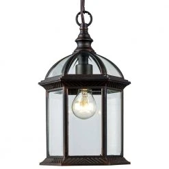 Wentworth 1-Light Rust Hanging Outdoor Pendant Light with Clear Glass by Bel Air Lighting -GlowNest Shop rust bel air lighting outdoor pendant lights 4183 rt c3 1000