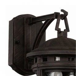 Boardwalk 12.5 in. 1-Light Rust Outdoor Wall Light Sconce Lantern with Water Glass by Bel Air Lighting -GlowNest Shop rust bel air lighting outdoor sconces 40370 rt 4f 1000