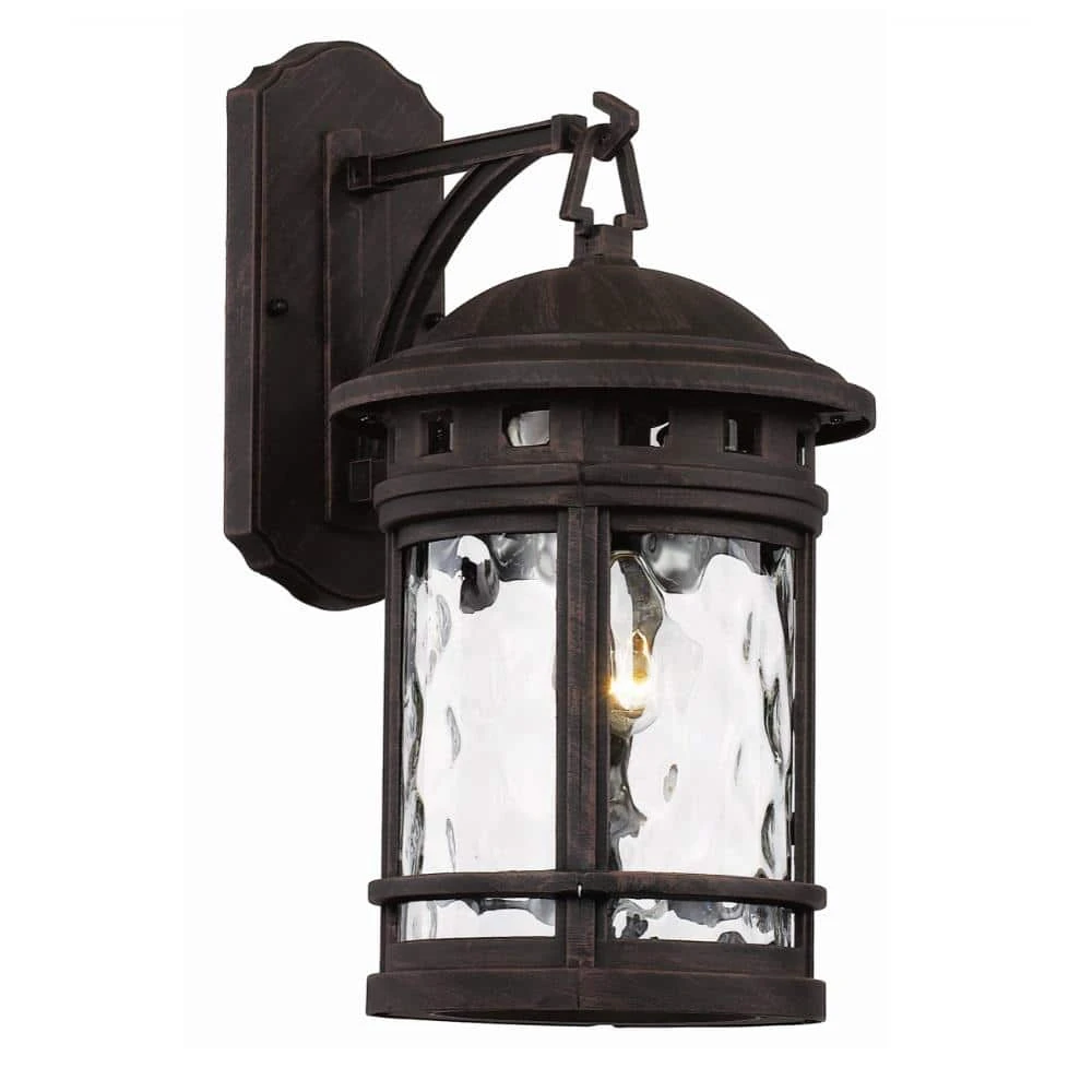 Boardwalk 16.25 in. 1-Light Rust Outdoor Wall Light Sconce Lantern with Water Glass by Bel Air Lighting 3 Boardwalk 16.25 in. 1-Light Rust Outdoor Wall Light Sconce Lantern with Water Glass by Bel Air Lighting