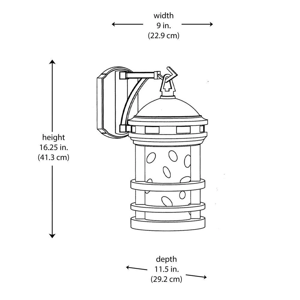 Boardwalk 16.25 in. 1-Light Rust Outdoor Wall Light Sconce Lantern with Water Glass by Bel Air Lighting 5 Boardwalk 16.25 in. 1-Light Rust Outdoor Wall Light Sconce Lantern with Water Glass by Bel Air Lighting - Image 3