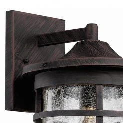 Avalon 11 in. 1-Light Rust Outdoor Wall Light Sconce Lantern with Crackled Glass by Bel Air Lighting -GlowNest Shop rust bel air lighting outdoor sconces 40382 rt 4f 1000