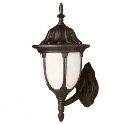 Hamilton 19 in. 1-Light Rust Outdoor Wall Light Coach Lantern with Opal Glass by Bel Air Lighting