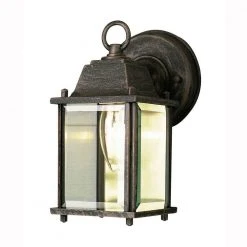 Patrician 1-Light Rust Outdoor Wall Light Sconce Lantern with Clear Glass by Bel Air Lighting