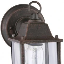 Patrician 1-Light Rust Outdoor Wall Light Sconce Lantern with Clear Glass by Bel Air Lighting -GlowNest Shop rust bel air lighting outdoor sconces 40455 rt a0 1000