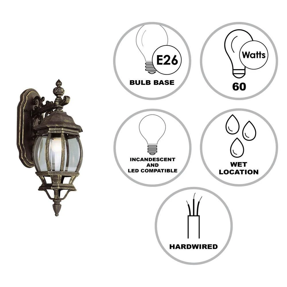 Francisco 1-Light Rust Outdoor Wall Light Sconce Lantern with Clear Glass by Bel Air Lighting 4 Francisco 1-Light Rust Outdoor Wall Light Sconce Lantern with Clear Glass by Bel Air Lighting - Image 2