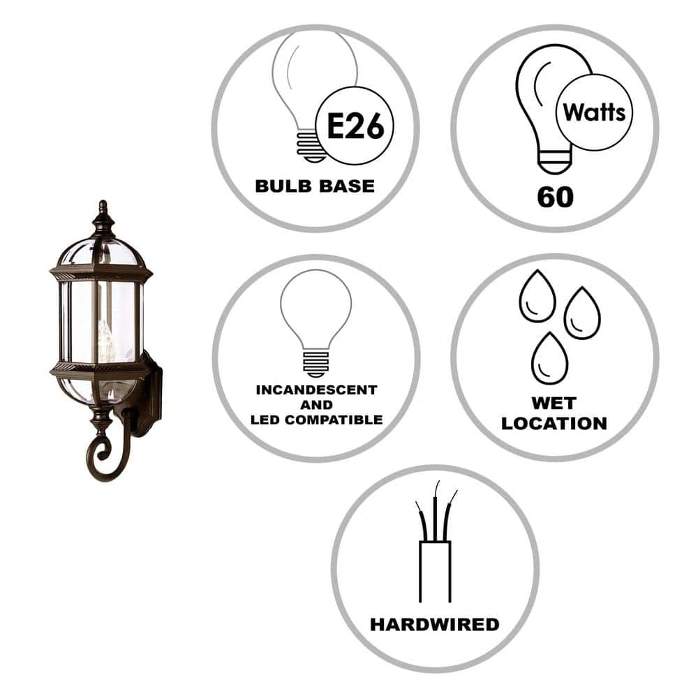 Wentworth 1-Light Large Rust Outdoor Wall Light Sconce Lantern with Clear Glass by Bel Air Lighting 5 Wentworth 1-Light Large Rust Outdoor Wall Light Sconce Lantern with Clear Glass by Bel Air Lighting - Image 3