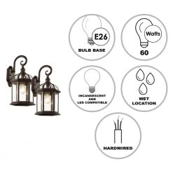 Wentworth 1-Light Small Rust Outdoor Wall Light Sconce Lantern with Clear Glass (2-Pack) by Bel Air Lighting -GlowNest Shop rust bel air lighting outdoor sconces 4181 2 rt 40 1000