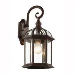 Wentworth 1-Light Small Rust Outdoor Wall Light Sconce Lantern with Clear Glass by Bel Air Lighting
