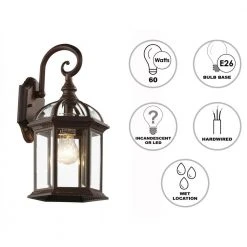 Wentworth 1-Light Small Rust Outdoor Wall Light Sconce Lantern with Clear Glass by Bel Air Lighting -GlowNest Shop rust bel air lighting outdoor sconces 4181 rt a0 1000