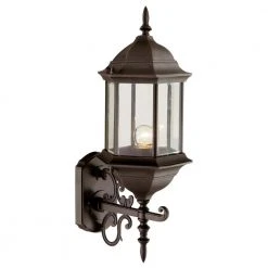 Josephine 26 in. 1-Light Rust Outdoor Wall Light Coach Lantern with Clear Glass by Bel Air Lighting