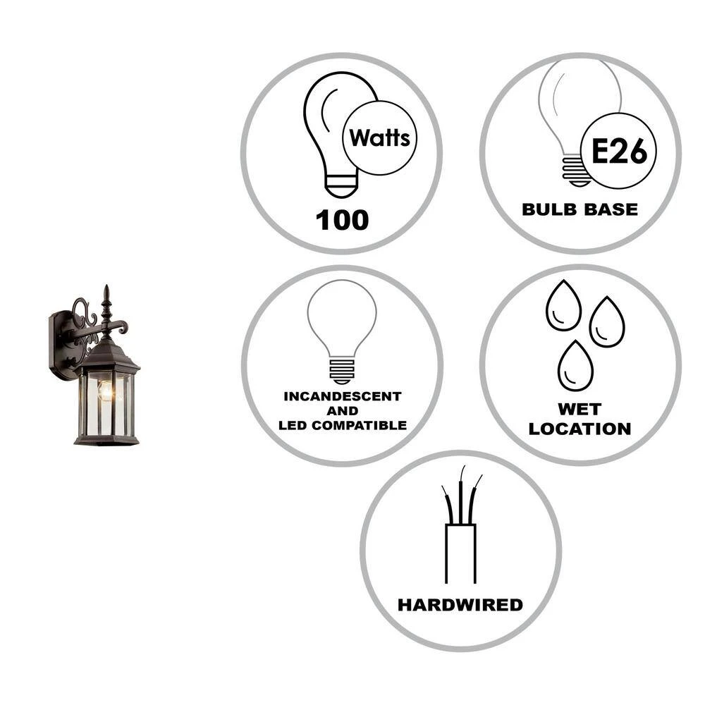 Josephine 19 in. 1-Light Rust Outdoor Wall Light Sconce Lantern with Clear Glass by Bel Air Lighting 4 Josephine 19 in. 1-Light Rust Outdoor Wall Light Sconce Lantern with Clear Glass by Bel Air Lighting - Image 2