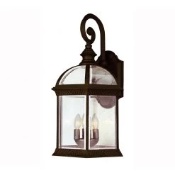 Wentworth 3-Light Medium Rust Outdoor Wall Light Sconce Lantern with Clear Glass by Bel Air Lighting