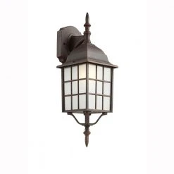 San Gabriel 1-Light Rust Outdoor Wall Light Lantern Sconce with Frosted Glass by Bel Air Lighting