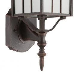 San Gabriel 1-Light Rust Outdoor Wall Light Coach Lantern with Frosted Glass by Bel Air Lighting -GlowNest Shop rust bel air lighting outdoor sconces 4420 rt 4f 1000
