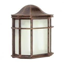 Andrews 1-Light Rust Outdoor Wall Light Pocket Sconce Lantern with Frosted Acrylic Shade by Bel Air Lighting