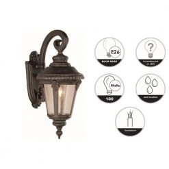 Commons 1-Light Rust Outdoor Wall Light Sconce Lantern with Seeded Glass by Bel Air Lighting -GlowNest Shop rust bel air lighting outdoor sconces 5043 rt 40 1000