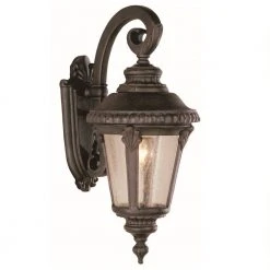 Commons 1-Light Rust Outdoor Wall Light Sconce Lantern with Seeded Glass by Bel Air Lighting