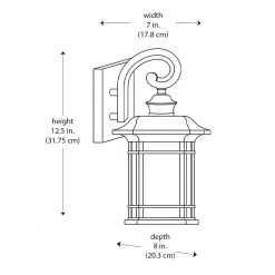 San Miguel 12.5 in. 1-Light Rust Outdoor Wall Light Sconce Lantern with Tea Stained Glass by Bel Air Lighting -GlowNest Shop rust bel air lighting outdoor sconces 5820 rt 1f 1000