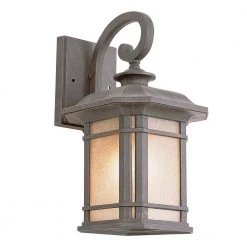 San Miguel 16.6 in. 1-Light Rust Outdoor Wall Light Sconce Lantern with Tea Stained Glass by Bel Air Lighting