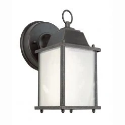 Patrician 1-Light CFL Rust Outdoor Wall Light Sconce Lantern with Frosted Glass by Bel Air Lighting