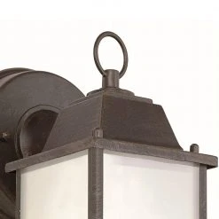 Patrician 1-Light CFL Rust Outdoor Wall Light Sconce Lantern with Frosted Glass by Bel Air Lighting -GlowNest Shop rust bel air lighting outdoor sconces pl 40455 rt c3 1000