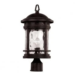 Boardwalk 18.5 in. 1-Light Rust Outdoor Lamp Post Lantern Mount with Water Glass by Bel Air Lighting