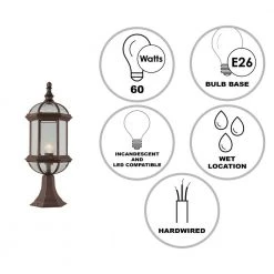 Wentworth 1-Light Rust Outdoor Lamp Post Lantern Mount with Clear Glass by Bel Air Lighting -GlowNest Shop rust bel air lighting post lanterns 4182 rt 40 1000