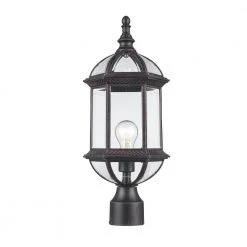 Wentworth 1-Light Rust Outdoor Lamp Post Lantern Mount with Clear Glass by Bel Air Lighting