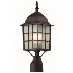 San Gabriel 1-Light Rust Outdoor Lamp Post Lantern Mount with Frosted Glass by Bel Air Lighting