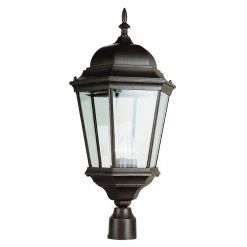Classical 3-Light Rust Outdoor Lamp Post Lantern Mount with Clear Glass by Bel Air Lighting