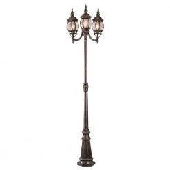 Parkway 7.6 ft. 3-Light Rust Outdoor Lamp Post Light Set with Clear Glass by Bel Air Lighting
