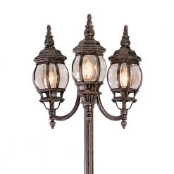 Parkway 7.6 ft. 3-Light Rust Outdoor Lamp Post Light Set with Clear Glass by Bel Air Lighting -GlowNest Shop rust bel air lighting post light sets 4090 rt c3 1000