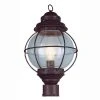 Catalina 9 in. 1-Light Rustic Bronze Outdoor Lamp Post Lantern Mount with Seeded Glass by Bel Air Lighting -GlowNest Shop rustic bronze bel air lighting post lanterns 69902 rbz 64 1000