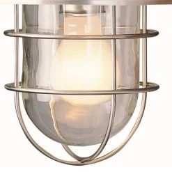 Gull 8 in. 1-Light Stainless Steel Farmhouse Industrial Outdoor Wall Light Sconce with Clear Glass by Bel Air Lighting -GlowNest Shop stainless steel bel air lighting outdoor sconces 4370 st 4f 1000