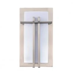 Doheny 1-Light Steel Modern Outdoor Wall Light Sconce Lantern with Opal Acrylic Shade by Bel Air Lighting -GlowNest Shop steel bel air lighting outdoor sconces 40280 st 4f 1000